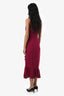 Cinq a Sept Magenta Crepe Ruched Side Bow Detail Sleeveless Midi Dress Size 4