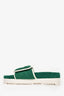 Gucci Adidas Green/White Terry Cloth Leather GG Monogram Adidas Logo Slides Size 39