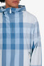 Burberry Blue Nylon Checked Quarter Zip Jacket Size M Mens