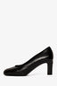 Pre-loved Chanel™ Black Crinkled Patent Leather Cap Toe Interlocking CC Heels Size 37C