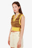 Miu Miu Yellow/Brown Wool Striped Border Logo Knit Vest Size 36