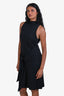 Vince Black Cotton Tie-Up Detail Sleeveless Mockneck Dress Size Small