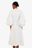 Huishan Zhang White Mercer Crystal Embellished Woven Midi Dress Size 10