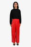 Bottega Veneta 2020 Red Lamb Leather Elastic Waist Pants Size XS