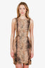 Oscar de la Renta Brown Patterned Silk Mini Dress Size 0