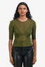 Saint Laurent Olive Green Cassandre Knitted Top Estimated Size S