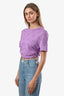 Pre-loved Chanel™ Purple Cotton CC Monogram Faux Pearl Detail Cropped Top Size S