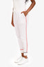 Thom Browne White Cotton Ribbed Red/Navy Stitch Joggers Size 38