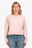 Celine Pink Cotton Logo Crewneck Cropped Sweatshirt Size L