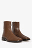 Lemaire Brown Piped Leather Zip Boots Size 37