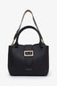 Burberry Black Grain Leather Medium Buckle Tote with Strap