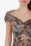 Bluemarine Snake Print Ruched Short Sleeve Midi Dress Size 38
