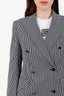 Max Mara Navy/White Striped Double-Breasted Blazer Size 6