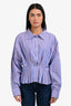 Erika Cavallini Blue/Red Cotton Striped Cinched Waist Long Sleeve Top Size 44