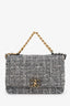 Pre-loved Chanel™ Grey/Black Tweed 19 Wallet On Chain