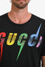 Gucci Black/Multicolour Sequin Embellished Logo T-Shirt Size S Mens