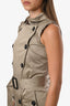 Burberry Beige Cotton Double Breasted Belted Sleeveless Coat Style Dress Size 2