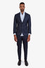Zenga Blue Wool Cotton Single Breasted Blazer + Pant Suit Set Size 48 Mens