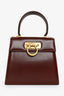 Salvatore Ferragamo Vintage Brown Box Leather Gancini Iconic Top Handle with Strap