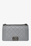 Pre-loved Chanel™ 2014 Grey Quilted Lambskin Medium Boy Bag