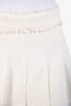 Thom Browne White Cotton Pleated Raw Hem Mini Skirt Size 38