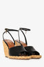 Saint Laurent Black/Brown Leather Paloma Espadrille Sandals Size 37