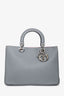 Christian Dior Grey/Pink Leather Medium Diorissimo Tote with Pouch