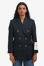Golden Goose Navy Wool Gold Button Double Breasted Blazer Size 38