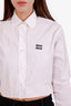 Miu Miu White Cotton Cropped Logo Button Down Shirt Size 36