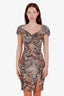 Bluemarine Snake Print Ruched Short Sleeve Midi Dress Size 38