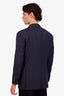 Brunello Cucinelli Navy/Grey Pinstripe Wool Single Breasted Blazer Size 50 Mens