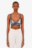 Dolce & Gabbana Black/White Zebra Print Logo-Band Sequin Sports Bra Size S