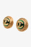 Pre-loved Chanel™ 1993 Gold Tone Green Gemstone CC Earrings