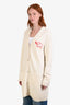 Gucci Cream Wool Logo Elephant Embroidered Long Cardigan Size L