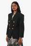 Balmain Black Double Breasted Blazer with Gold Buttons Size 42