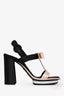 Prada Pink/Black Satin Bow Platform Block Heels Size 38