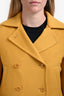 Loro Piana Yellow Cashmere Double-Breasted Collared Midi Coat Size 40