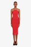 Rick Owens Red Ribbed Halter Neck Maxi Dress Size 4