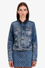 Diesel Blue Denim Leather Trim Jacket Size S