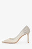Jimmy Choo Champagne Coarse Glitter Romy 85 Pumps Size 41.5
