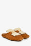 Fendi Brown Suede Shearling Baguette Slides Size 36.5