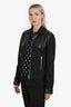 Saint Laurent 2012 Black Leather Canvas Zip Jacket Size 44