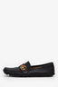 Gucci Black Leather Web Driving Loafers Size 9 Men's