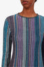 Missoni Blue/Multicolour Pleated Stripe Sequin Long Sleeve Mini Dress Size 40
