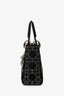 Christian Dior 2017 Black Satin Crystal Embellished Mini Lady Dior With Strap