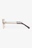 Pre-loved Chanel™ Silver/Gold Plated Chain Trim Detail Oval Glasses with Pearl Leather Chain