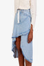 Off-White Light Blue Denim Ruffle Asymmetrical Midi Skirt Size 36