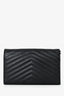 Saint Laurent Black Chevron Grained Leather So Black Envelope Wallet on Chain