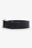 Prada Black Leather Rectangle Logo Buckle Belt Size 95