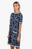Pre-loved Chanel™ 2019 Navy Blue/White Cotton Interlocking CC Short Sleeve Dress Size 40